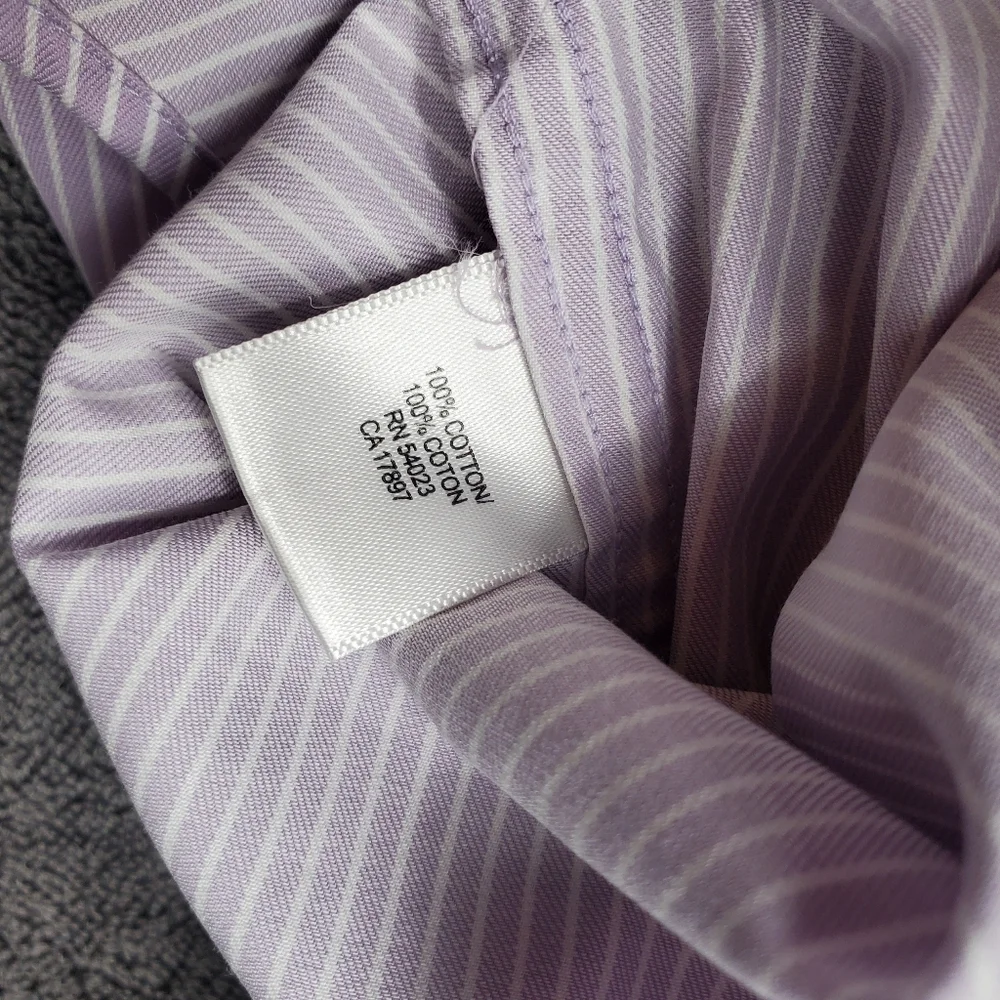 Banana Republic Mens L 16-16.5 Classic Fit Purple Stripe Dress Shirt 100% Cotton